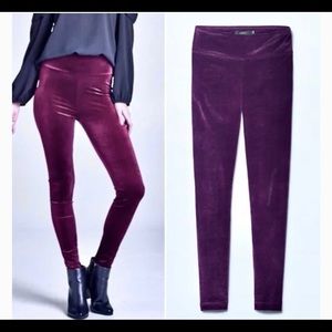 Talula (Aritzia) maroon velvet leggings medium